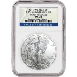 2011 W $1 1 oz Silver American Eagle NGC 25th Anniversary MS70 Early Releases