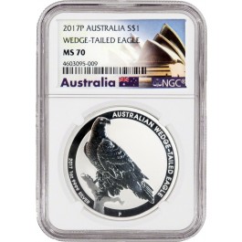 2017 P $1 AUD 1 oz Silver Wedge-Tailed Eagle NGC MS70 Sydney Opera House Label