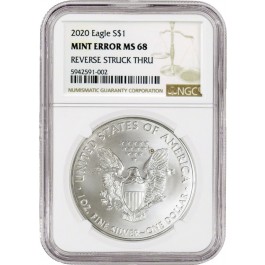2020 $1 1 oz Silver American Eagle MINT ERROR Reverse Struck Through NGC MS68