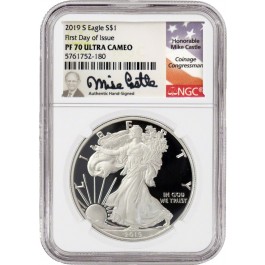 2019 S $1 1 oz Proof Silver American Eagle NGC PF70 Ultra Cameo FDOI Mike Castle