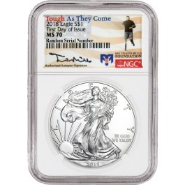 2018 $1 1 oz Silver American Eagle NGC MS70 FDOI TravisMills.org Signature Label