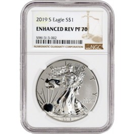 2019 S $1 Enhanced Reverse Proof Silver American Eagle 1 oz .999 Fine NGC PF70