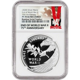 2020 P End Of WWII 75th Anniversary Proof 1 oz Silver Medal NGC PF70 UC