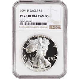 1994 P $1 1 oz Proof Silver American Eagle NGC PF70 Ultra Cameo
