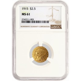 1915 $2.5 Indian Head Quarter Eagle Gold NGC MS61