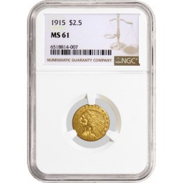 1915 $2.5 Indian Head Quarter Eagle Gold NGC MS61 Uncirculated Coin
