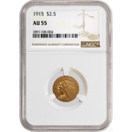 1915 $2.5 Indian Head Quarter Eagle Gold NGC AU55