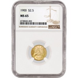 1900 $2.50 Liberty Head Quarter Eagle Gold NGC MS65 Gem Uncirculated Coin