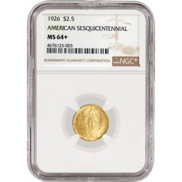 1926 $2.50 American Sesquicentennial Commemorative Gold Quarter Eagle NGC MS64+