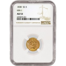1838 $2.50 Classic Head Quarter Eagle Gold HM-1 NGC AU53 About Uncirculated Coin