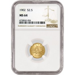 1902 $2.50 Liberty Head Quarter Eagle Gold NGC MS64 Uncirculated Mint State Coin