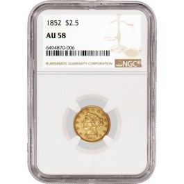 1852 $2.50 Liberty Head Quarter Eagle Gold NGC AU58 About Uncirculated Coin