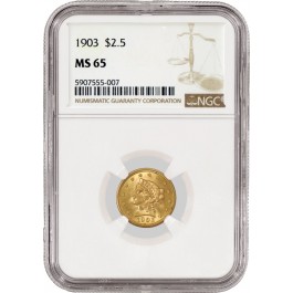 1903 $2.50 Liberty Head Quarter Eagle Gold NGC MS65 Gem Uncirculated Coin