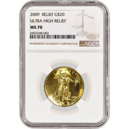 2009 $20 Ultra High Relief St Gaudens Double Eagle 1 oz Gold NGC MS70 SEMI PL