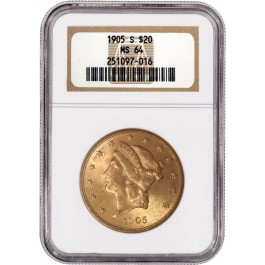 1905 S $20 Liberty Head Double Eagle Gold NGC MS64