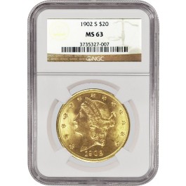 1902 S $20 Liberty Head Double Eagle Gold NGC MS63