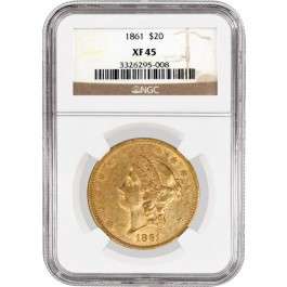 1861 $20 Liberty Head Double Eagle Gold NGC XF45
