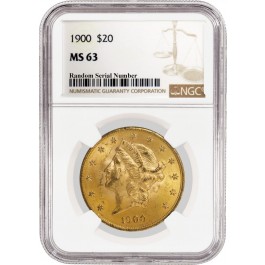 1900 $20 Liberty Head Double Eagle Gold NGC MS63 Brilliant Uncirculated Coin