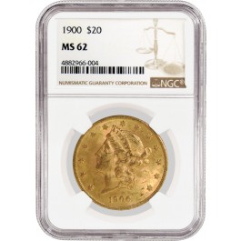 1900 $20 Liberty Head Double Eagle Gold NGC MS62 Uncirculated Coin