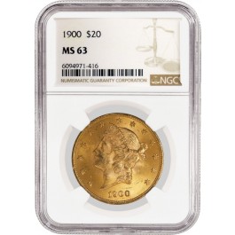 1900 $20 Liberty Head Double Eagle Gold NGC MS63 Brilliant Uncirculated Coin