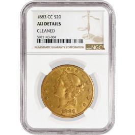 1883 CC Carson City $20 Liberty Head Double Eagle Gold NGC AU Details Cleaned