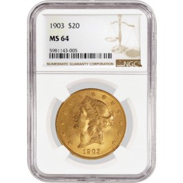 1903 $20 Liberty Head Double Eagle Gold NGC MS64 Brilliant Uncirculated Coin
