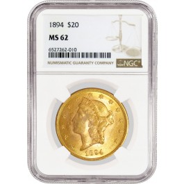 1894 $20 Liberty Head Double Eagle Gold NGC MS62 Uncirculated Coin