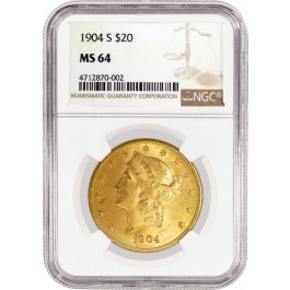 1904 S $20 Liberty Head Double Eagle Gold NGC MS64