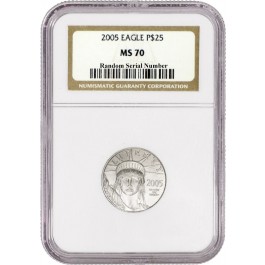 2005 $25 American Platinum Eagle 1/4 oz .9995 Fine NGC MS70 Gem Uncirculated Coin