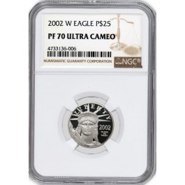 2002 W $25 Proof American Platinum Eagle 1/4 oz .9995 Fine NGC PF70 Ultra Cameo