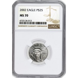 2002 $25 American Platinum Eagle 1/4 oz .9995 Fine NGC MS70