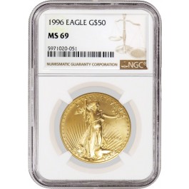 1996 $50 1 oz Gold American Eagle NGC MS69 Gem Uncirculated Coin