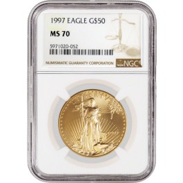 1997 $50 1 oz Gold American Eagle NGC MS70 Gem Uncirculated Coin