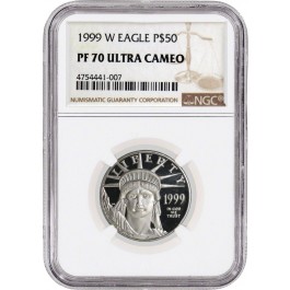 1999 W $50 Proof American Platinum Eagle 1/2 oz .9995 Fine NGC PF70 Ultra Cameo