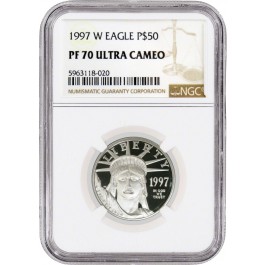 1997 W $50 Proof 1/2 oz .9995 Fine Platinum American Eagle NGC PF70 Ultra Cameo