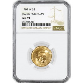 1997 W $5 Jackie Robinson Commemorative Gold NGC MS69 Uncirculated Coin