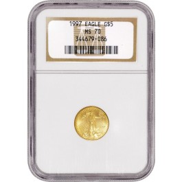 1997 $5 1/10 oz American Gold Eagle NGC MS70 Gem Uncirculated Coin