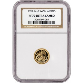 1984 Pobjoy Mint Isle of Man Proof 1/10 oz .999 Gold Angel NGC PF70 Ultra Cameo