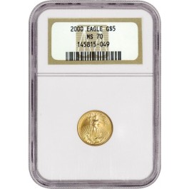 2000 $5 1/10 oz Gold American Eagle NGC MS70