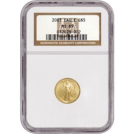 2001 $5 1/10 oz Gold American Eagle NGC MS69