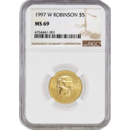 1997 W West Point $5 Gold Jackie Robinson Commemorative Coin NGC MS69