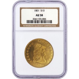 1801 $10 Capped Draped Bust Right Eagle Gold NGC AU58 #006