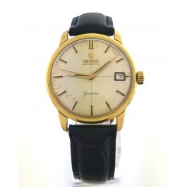 Vintage 1960 Omega Geneve Cal 562 34mm 18k Gold Date 24 Jewel Automatic Watch