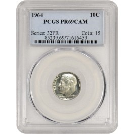 1964 10C Proof Roosevelt Dime Silver PCGS PR69 CAM