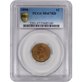1898 1C Indian Head Cent PCGS MS67 RD Red Gem Uncirculated Coin 