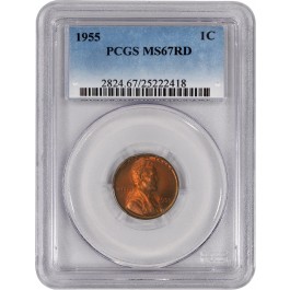 1955 1C Lincoln Wheat Cent PCGS MS67 RD