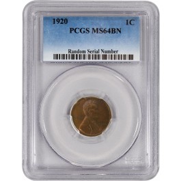 1920 1C Lincoln Wheat Cent PCGS MS64 BN