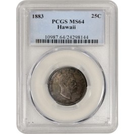 1883 25C King Kalakaua Kingdom of Hawaii Silver Quarter PCGS MS64