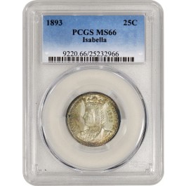 1893 25C Columbian Exposition Isabella Commemorative Silver Quarter PCGS MS66