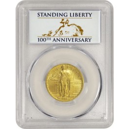 2016 W 25C 100th Anniversary 24K Gold 1/4 oz Standing Liberty Quarter PCGS SP70